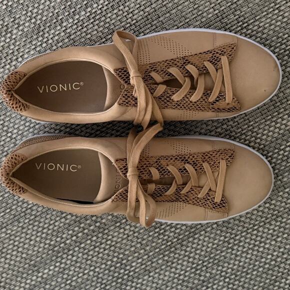 VIONIC Splendid Honey Snake Print Lace Up Shoes Sneakers Wheat 11 Camel comfort - Picture 4 of 7